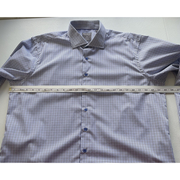 Proper Shirting Mens Contemporary Fit Shirt 2 Ply Plaid Long Sleeve 17.5 36-37 - Picture 5 of 10
